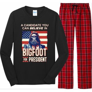 Bigfoot For President Believe Vote Elect Sasquatch Candidate Long Sleeve Pajama Set