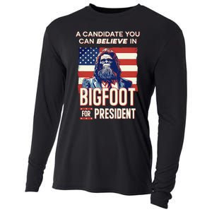 Bigfoot For President Believe Vote Elect Sasquatch Candidate Cooling Performance Long Sleeve Crew