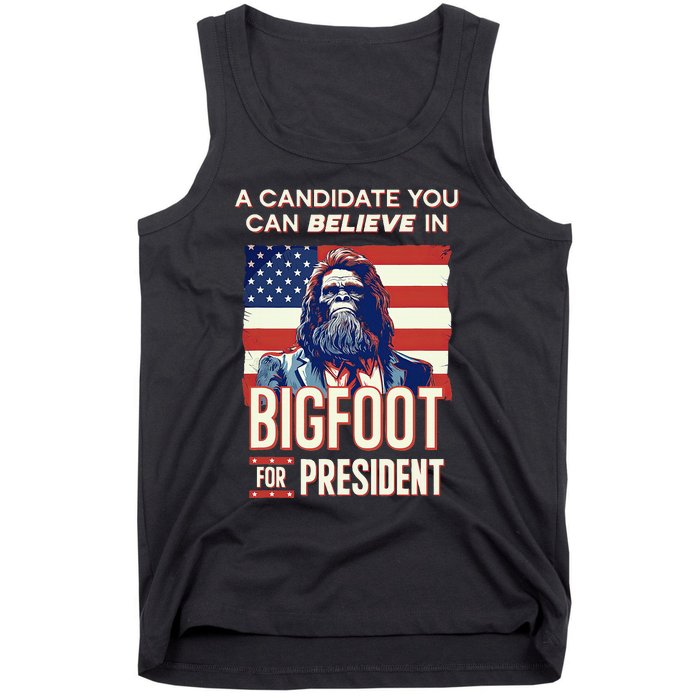 Bigfoot For President Believe Vote Elect Sasquatch Candidate Tank Top