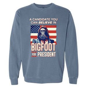 Bigfoot For President Believe Vote Elect Sasquatch Candidate Garment-Dyed Sweatshirt