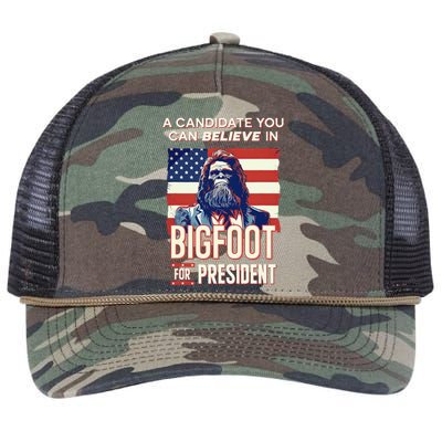 Bigfoot For President Believe Vote Elect Sasquatch Candidate Retro Rope Trucker Hat Cap