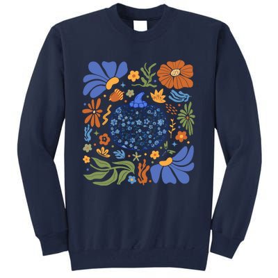 Blue Floral Pumpkin Thanksgiving Autumn Fall Season Halloween Tall Sweatshirt