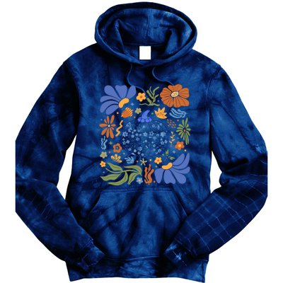 Blue Floral Pumpkin Thanksgiving Autumn Fall Season Halloween Tie Dye Hoodie