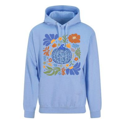 Blue Floral Pumpkin Thanksgiving Autumn Fall Season Halloween Unisex Surf Hoodie