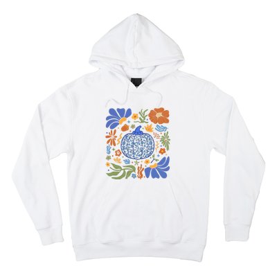 Blue Floral Pumpkin Thanksgiving Autumn Fall Season Halloween Hoodie