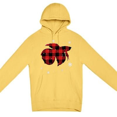 Betta Fish Plaid Christmas Premium Pullover Hoodie