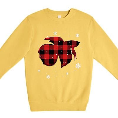 Betta Fish Plaid Christmas Premium Crewneck Sweatshirt