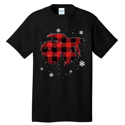 Betta Fish Plaid Christmas Tall T-Shirt