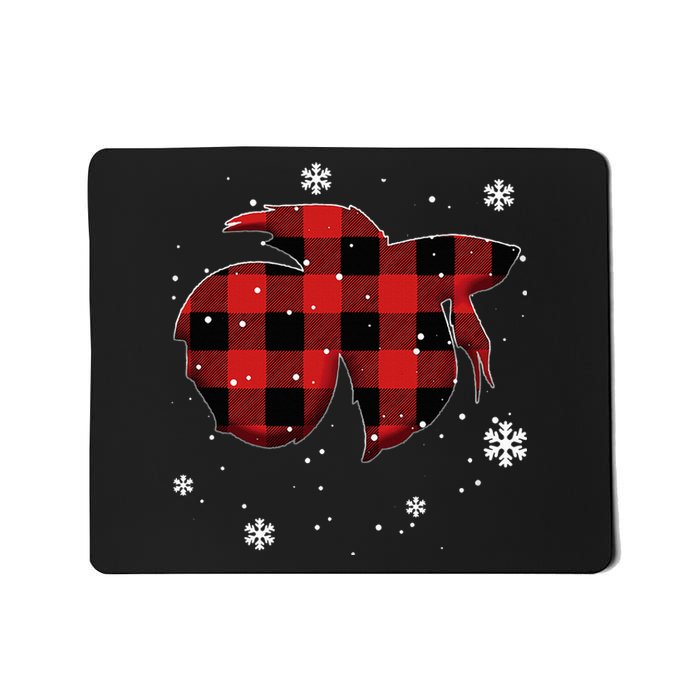 Betta Fish Plaid Christmas Mousepad