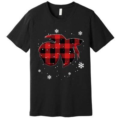 Betta Fish Plaid Christmas Premium T-Shirt