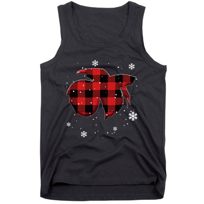 Betta Fish Plaid Christmas Tank Top