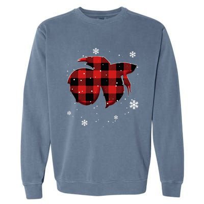 Betta Fish Plaid Christmas Garment-Dyed Sweatshirt