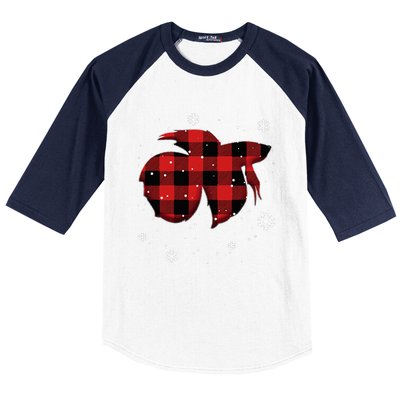 Betta Fish Plaid Christmas Baseball Sleeve Shirt