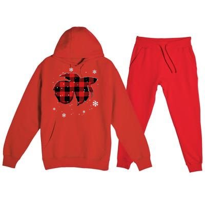 Betta Fish Plaid Christmas Premium Hooded Sweatsuit Set