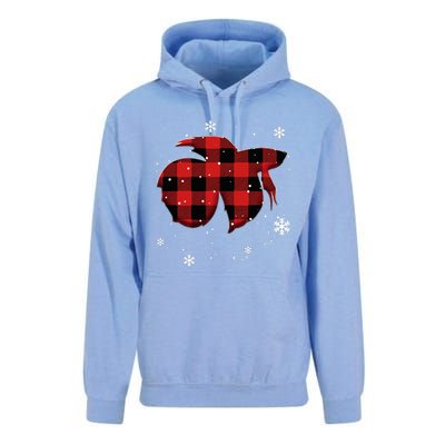 Betta Fish Plaid Christmas Unisex Surf Hoodie