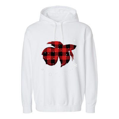 Betta Fish Plaid Christmas Garment-Dyed Fleece Hoodie