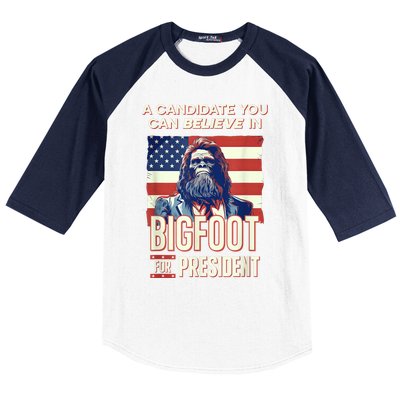 Bigfoot For President Believe Vote Elect Sasquatch Candidate Baseball Sleeve Shirt