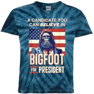 Bigfoot For President Believe Vote Elect Sasquatch Candidate Kids Tie-Dye T-Shirt