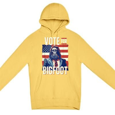 Bigfoot For President Election Vote Sasquatch Usa Flag 2024 Premium Pullover Hoodie