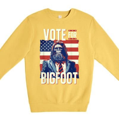 Bigfoot For President Election Vote Sasquatch Usa Flag 2024 Premium Crewneck Sweatshirt