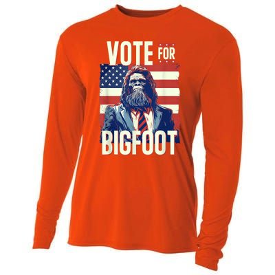 Bigfoot For President Election Vote Sasquatch Usa Flag 2024 Cooling Performance Long Sleeve Crew