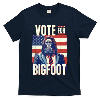 Bigfoot For President Election Vote Sasquatch Usa Flag 2024 T-Shirt