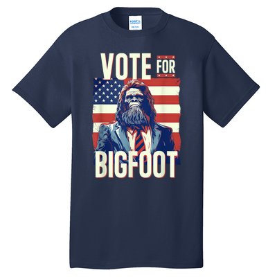 Bigfoot For President Election Vote Sasquatch Usa Flag 2024 Tall T-Shirt