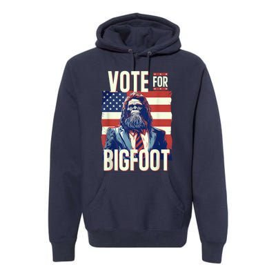 Bigfoot For President Election Vote Sasquatch Usa Flag 2024 Premium Hoodie