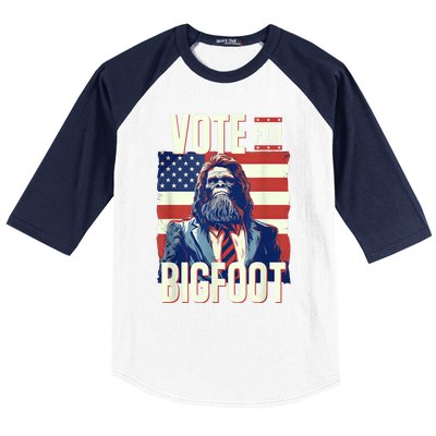 Bigfoot For President Election Vote Sasquatch Usa Flag 2024 Baseball Sleeve Shirt