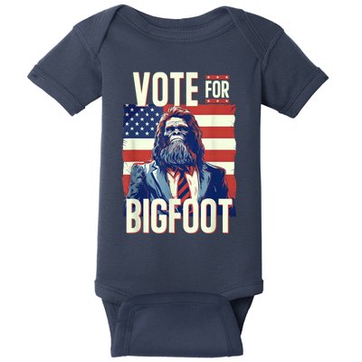 Bigfoot For President Election Vote Sasquatch Usa Flag 2024 Baby Bodysuit