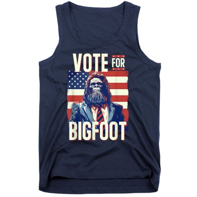 Bigfoot For President Election Vote Sasquatch Usa Flag 2024 Tank Top