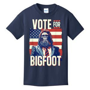 Bigfoot For President Election Vote Sasquatch Usa Flag 2024 Kids T-Shirt