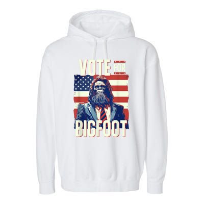 Bigfoot For President Election Vote Sasquatch Usa Flag 2024 Garment-Dyed Fleece Hoodie