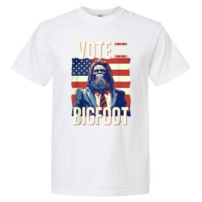 Bigfoot For President Election Vote Sasquatch Usa Flag 2024 Garment-Dyed Heavyweight T-Shirt