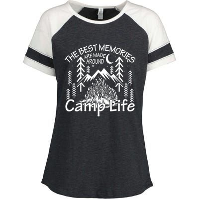 Bonfires Fire Pit Camping Best Memories Made Around Campfire Funny Gift Enza Ladies Jersey Colorblock Tee