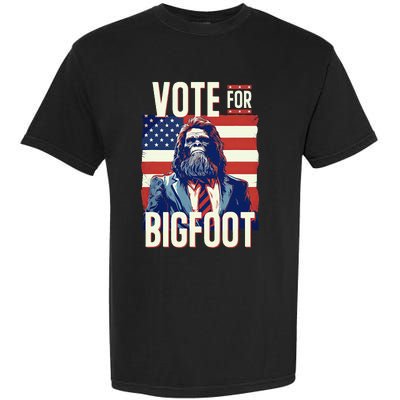 Bigfoot For President Election Vote Sasquatch Usa Flag 2024 Garment-Dyed Heavyweight T-Shirt