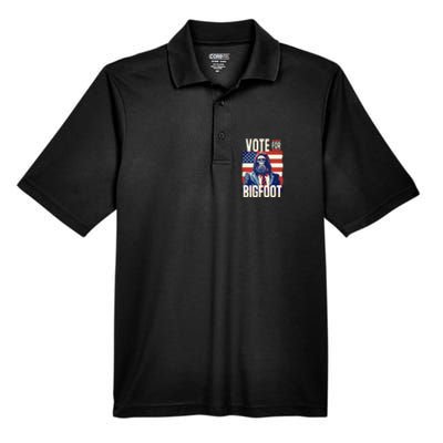 Bigfoot For President Election Vote Sasquatch Usa Flag 2024 Men's Origin Performance Pique Polo