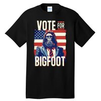 Bigfoot For President Election Vote Sasquatch Usa Flag 2024 Tall T-Shirt