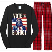 Bigfoot For President Election Vote Sasquatch Usa Flag 2024 Long Sleeve Pajama Set