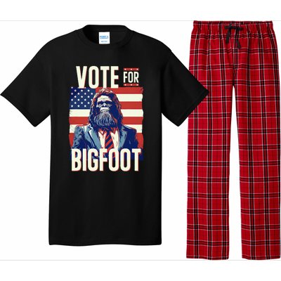 Bigfoot For President Election Vote Sasquatch Usa Flag 2024 Pajama Set