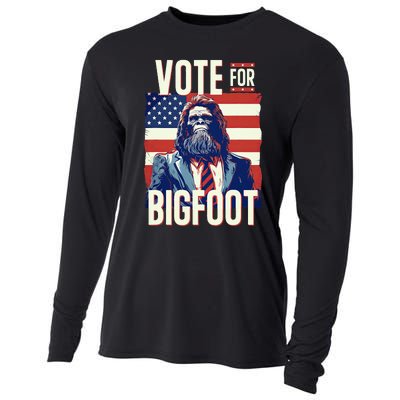 Bigfoot For President Election Vote Sasquatch Usa Flag 2024 Cooling Performance Long Sleeve Crew