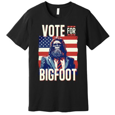 Bigfoot For President Election Vote Sasquatch Usa Flag 2024 Premium T-Shirt