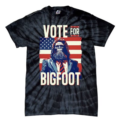 Bigfoot For President Election Vote Sasquatch Usa Flag 2024 Tie-Dye T-Shirt