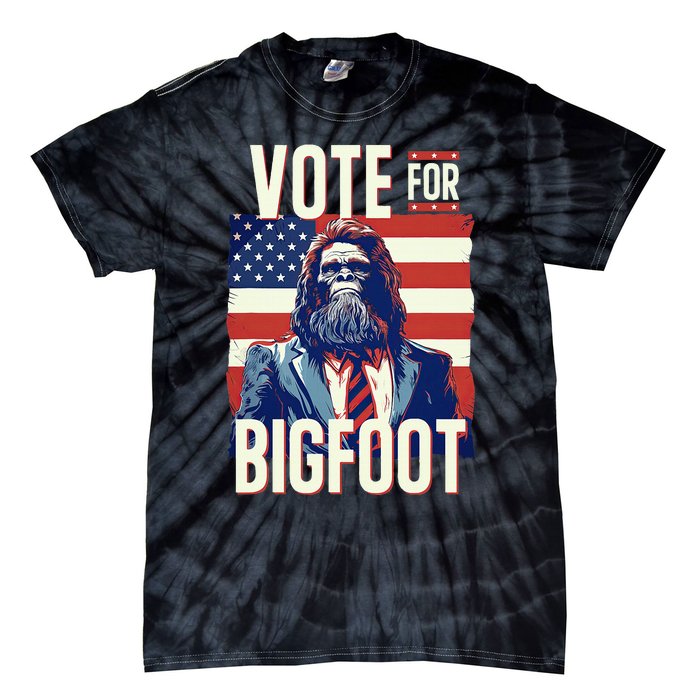 Bigfoot For President Election Vote Sasquatch Usa Flag 2024 Tie-Dye T-Shirt