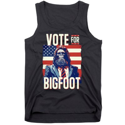 Bigfoot For President Election Vote Sasquatch Usa Flag 2024 Tank Top