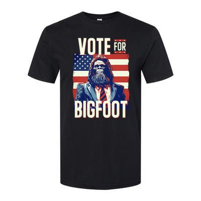 Bigfoot For President Election Vote Sasquatch Usa Flag 2024 Softstyle CVC T-Shirt