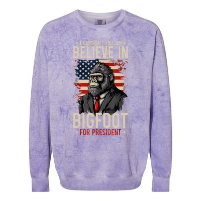 Bigfoot For President Election 2024 Funny Vote Sasquatch Usa Colorblast Crewneck Sweatshirt