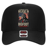 Bigfoot For President Election 2024 Funny Vote Sasquatch Usa High Crown Mesh Back Trucker Hat