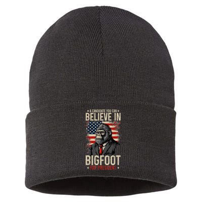 Bigfoot For President Election 2024 Funny Vote Sasquatch Usa Sustainable Knit Beanie