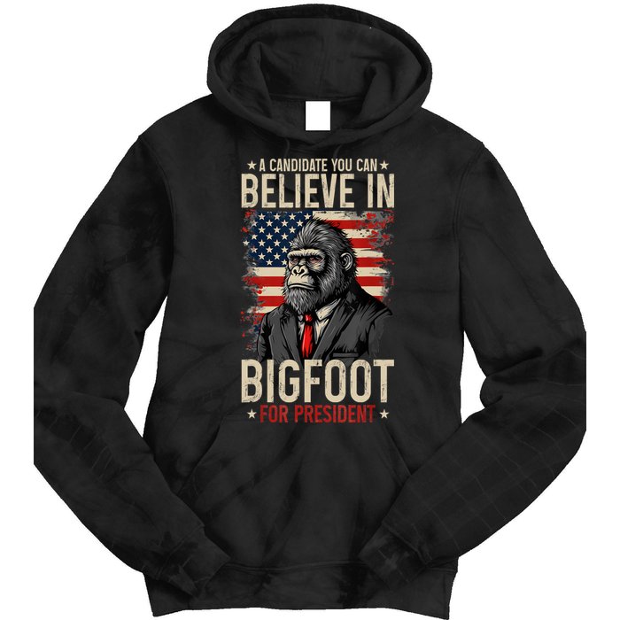 Bigfoot For President Election 2024 Funny Vote Sasquatch Usa Tie Dye Hoodie